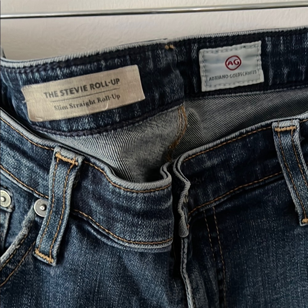 Ag Adriano Goldschmied The Stevie Roll-up Slim Straight Blue Denim 👖 - Picture 2 of 10